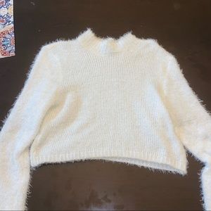 Pure white turtle neck sweater